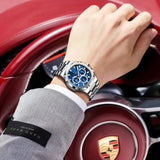 POEDAGAR Business Man Wristwatch Date Chronograph Waterproof Luminous Luxury Men Watch Stainless Steel Quartz Men's Watches Male