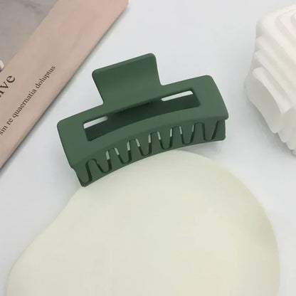 1Pc Ladies Retro Temperament Simple Fashion Frosted Geometric Rectangular Cutout Plastic Hair Accessories Updo Shark Hair Grab