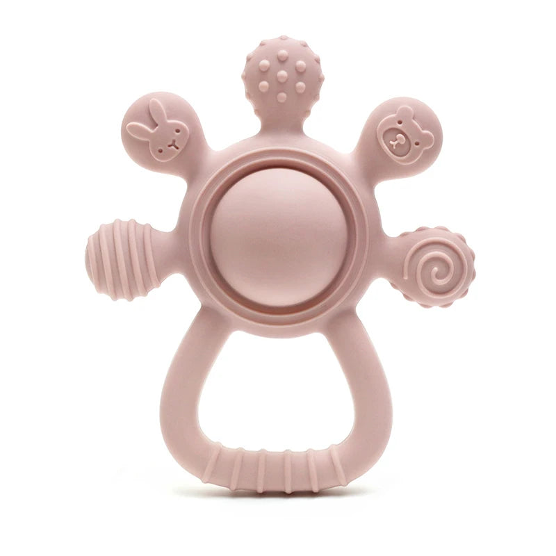 2025 new Teething Silicone Palm Rattle Teether bunny - Safe Baby Chew Toys for Soothing Sore Gums