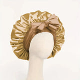 Gorro de cetim de seda ajustável Bonne para dormir gorro de cabelo com gravata para mulheres e homens