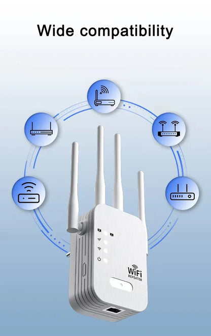 1200Mbps WiFi Repeater Wireless Extender WiFi Booster 5G 2.4G Dual-band Network Amplifier Long Range Signal WiFi Router Home