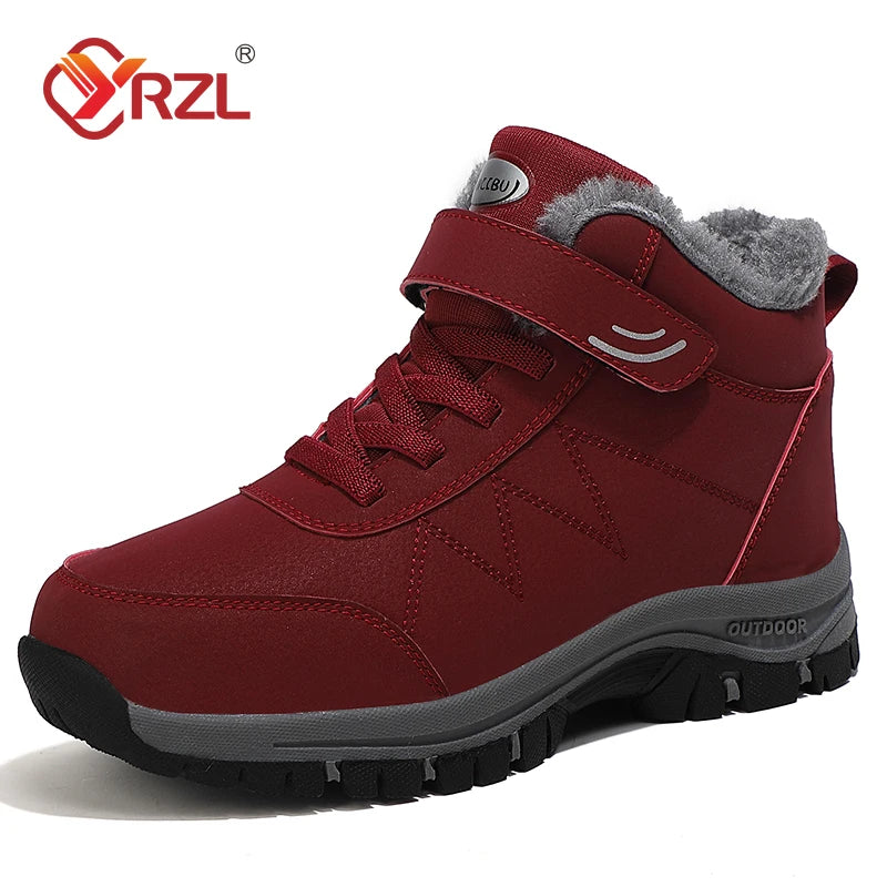 Botas de nieve YRZL para hombre, zapatillas impermeables, botas de felpa súper cálidas para mujer, botas de senderismo antideslizantes para exteriores, zapatos de trabajo para invierno