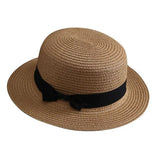 High Quality Flat Top Boater Sun Hat Straw Hat For Men & Women Summer Travel & Beach With Wide Brim UV Protection