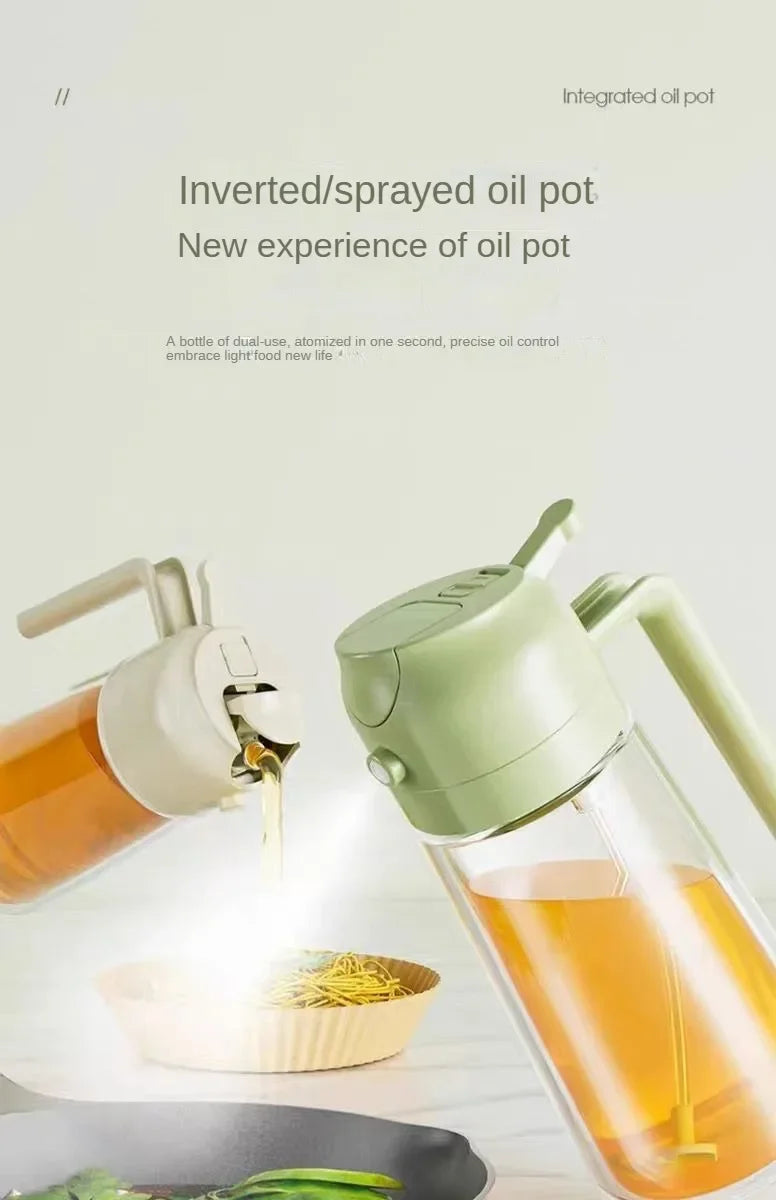 2 in1 Oil Spray Bottle Plastic Kitchen Barbecue Cooking Olive Oil Dispenser Oil Jar Baking Vinegar Soy Sauce Spray Container