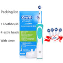 Cepillo de dientes eléctrico Oral B para adultos, recargable, con rotación, blanqueamiento 3D y cabezales de regalo.