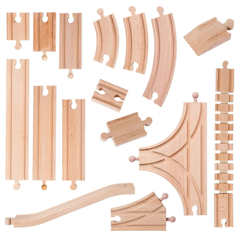 Wooden Train Track Toys Railway Rails Accessories Fit Thomas Train Road Connector Bridge Wood Railway Children Boy Christmas Gift