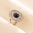 1pc Boho Turquoise Ring Stainless Steel Black Stone Silver Color Adjustable Ring Women Ethnic Ring Bohemian Jewelry Gift No Fade