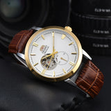Orient Double Lion Watch Japanese Fully Automatic Mechanical Watch Hollowed Out Business Men's Watch Leather Strap