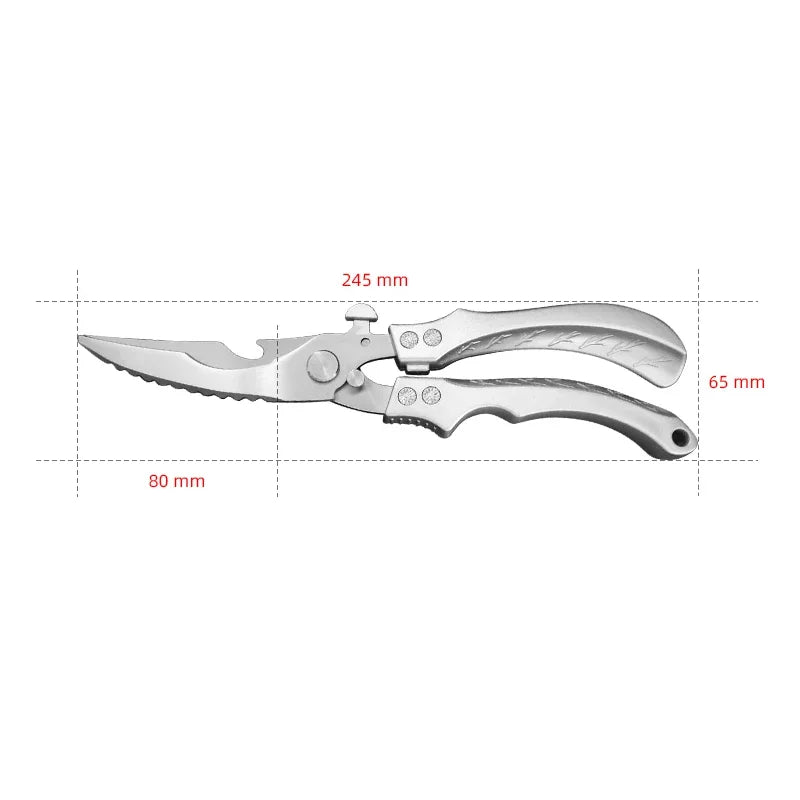 Stainless Steel Chicken Bone Scissors Kitchen Scissors Household Food Scissors Fish Chicken Duck Cutter Scissors Knife