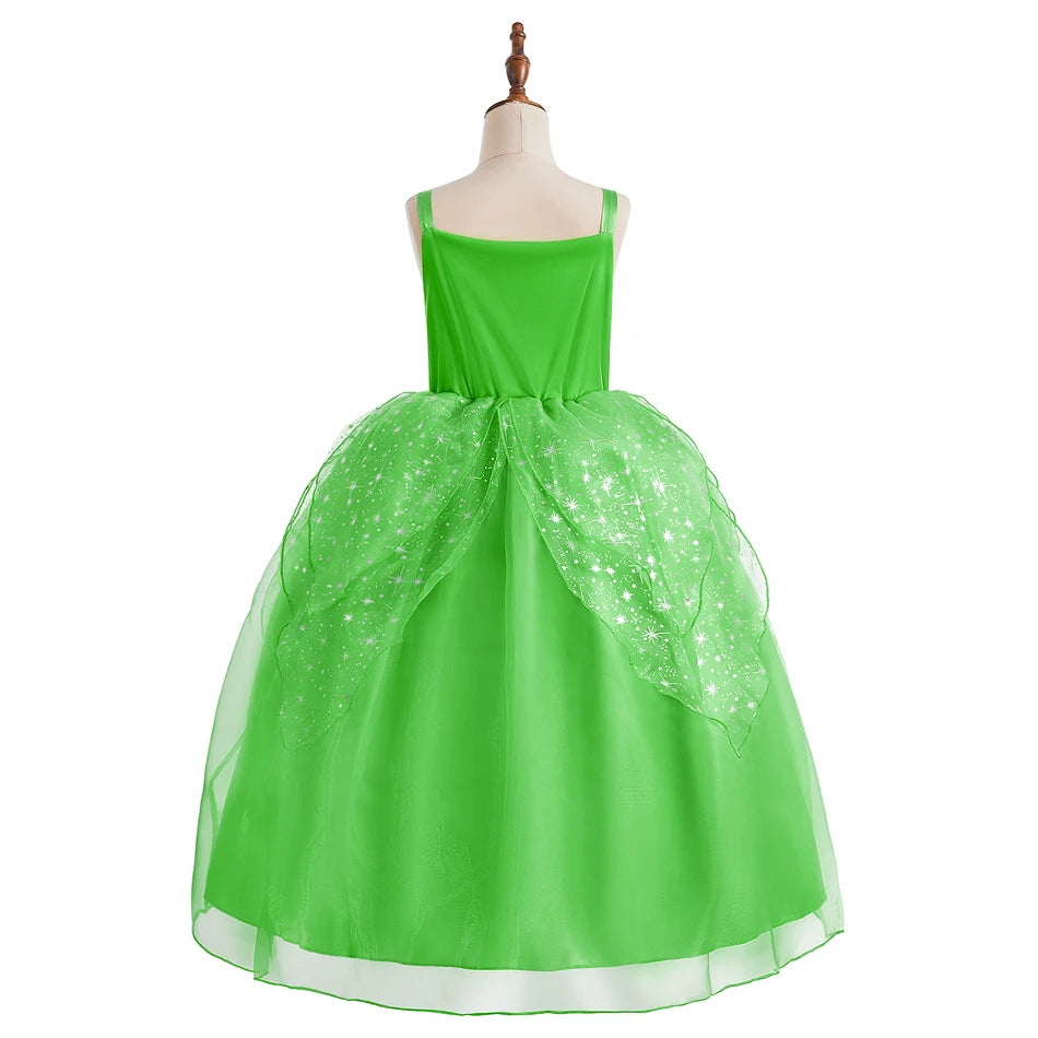 Girls Elsa Anna Dress Children Princess Carnival Dress Kids Jasmine Rapunzel Pageant Flower Disguise Cosplay Christmas Costume