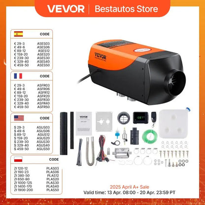 VEVOR 2KW Diesel Air Heater 12V Diesel Heater with LCD Display Diesel Parking Heater Rapid Heating for RV Trailer Camper Boat