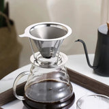 Stainless Steel Coffee Filter 800 Mesh Coffee Dripper with Holder Coffees Drip Mesh Kitchen Coffee Strainer Coffee Accessories