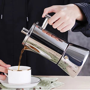 Cafetera italiana Easyworkz Diego para estufa, de acero inoxidable, para 4 tazas, 6.8 oz, de inducción