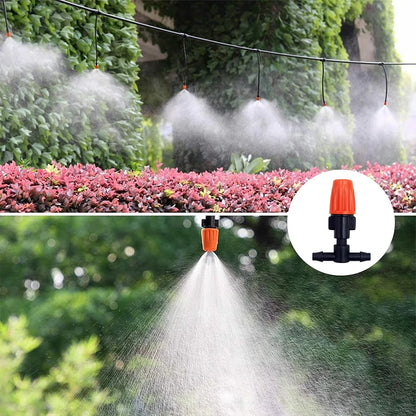 Fog Nozzles Irrigation Kit 5M-20M Garden Automatic Spray Misting Plant Watering System with 4/7 PE Hose and Connector