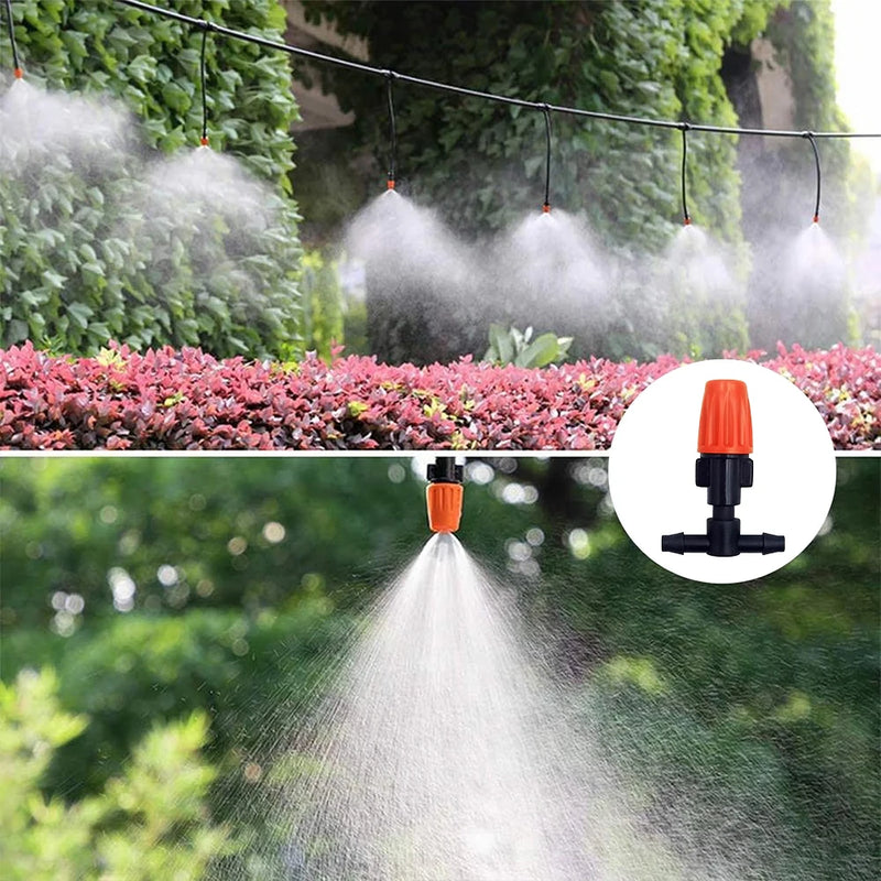 Fog Nozzles Irrigation Kit 5M-20M Garden Automatic Spray Misting Plant Watering System with 4/7 PE Hose and Connector