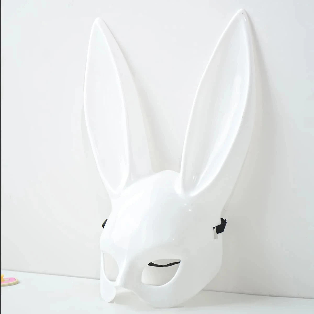 Máscara de Coelho Preta e Branca – Decoração de Festa de Halloween, Fantasia e Cosplay (Orelhas Longas)