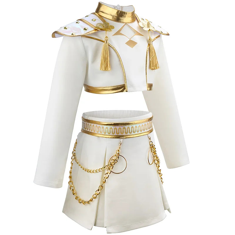 Girls' special occasion costumes Demon Hunter Rumi Girls Hip Hop Set Halloween Role Playing Dress Up Carnival Costume + Necklace