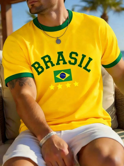 2026 New Brasil Print T-shirt For Men Women Brazilian Flag Tops Summer Casual Football Jersey Breathable Quick-Drying Sports Tee