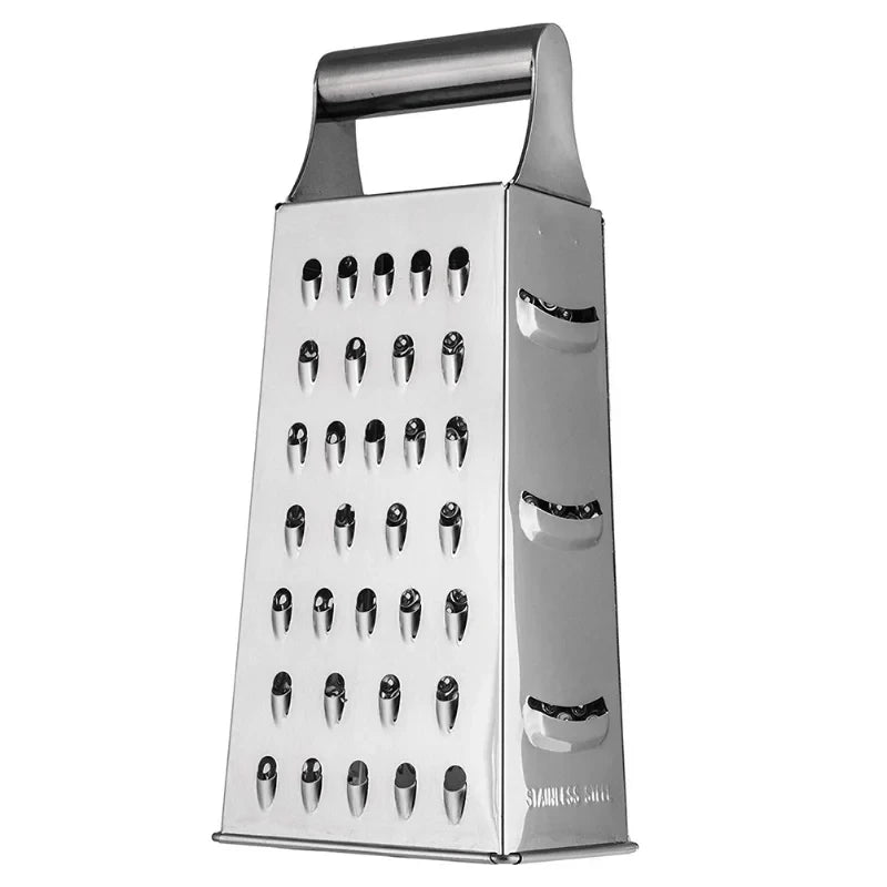 Rallador de caja de acero inoxidable de 4 cuchillas para uso doméstico, contenedor, cortador de verduras multiusos, herramientas de cocina, rebanador manual de queso