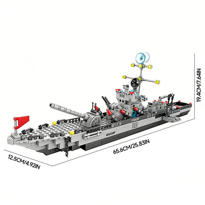 1560pcs 6 IN 1 Military Navy Ship Sets Building Blocks War Army Boat Plane Model Toys for Boys Bricks Toys Christmas Gifts