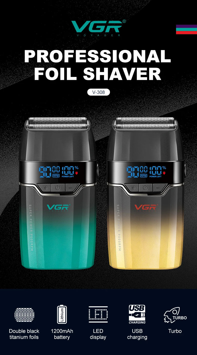 VGR Hair Trimmer Professional Barber Cordless Clipper Electric Hair Cutting Machine Metal Hair Trimmer for Men V-003 V-906 V-308