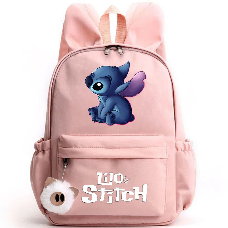 Mochila Disney Lilo Stitch para niñas, niños y adolescentes, informal, escolar, de viaje, con orejas de conejo