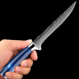 XITUO Juego de cuchillos de cocina de 1 a 8 piezas, mango de resina azul para cuchillo de chef, cuchillo de pelar, cuchillo de deshuesar, cuchillo Santoku, afilado como una navaja