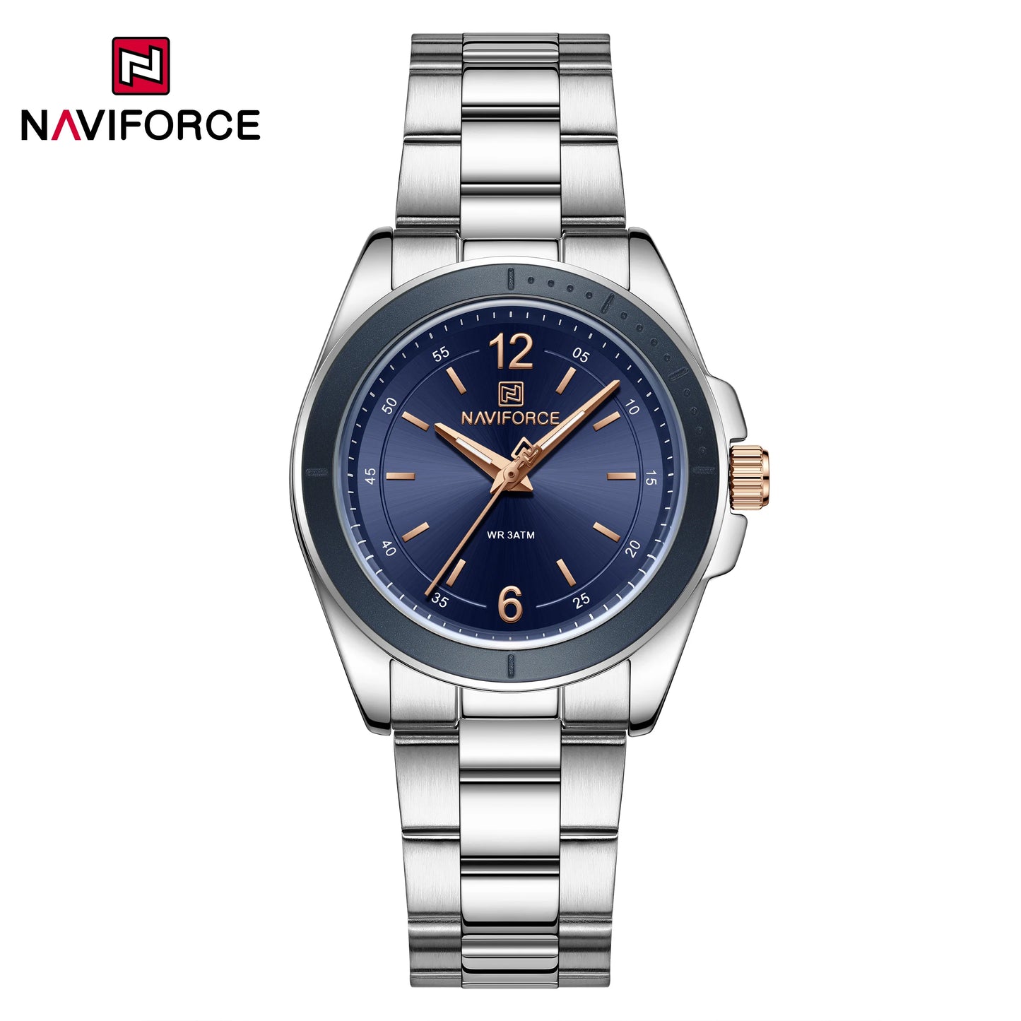 NAVIFORCE Women Watches Stainless Steel Sports Fashion Watch Waterproof Ladies Classic Wrist Watch Simple Luminous Girl Clock