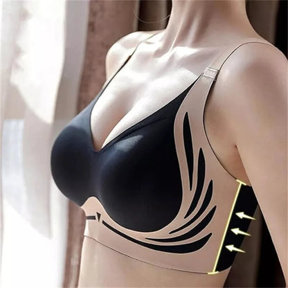 Super Gather Wireless Push-up Bra Women Gathered Up Soft Support Adjustable Underwear Anti-sagging Seamless Lift-up Bra