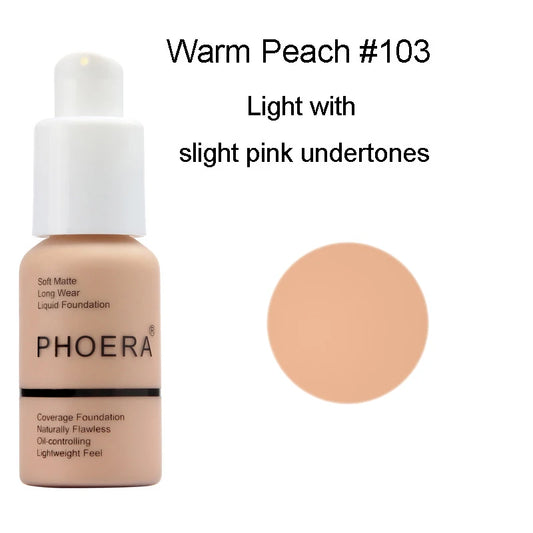 Base de maquillaje PHOERA de 30 ml, crema mineral, corrector blanqueador, suave, mate, control de grasa, ofertas especiales, base TSLM1 