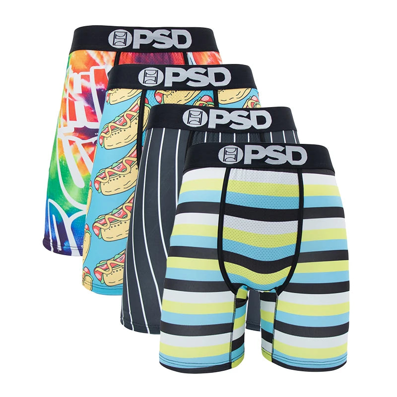 4Pcs Sexy Men Underwear Boxer Shorts Print Boxershorts Panty Cueca Male Panties Lingerie Fashion Underpants man