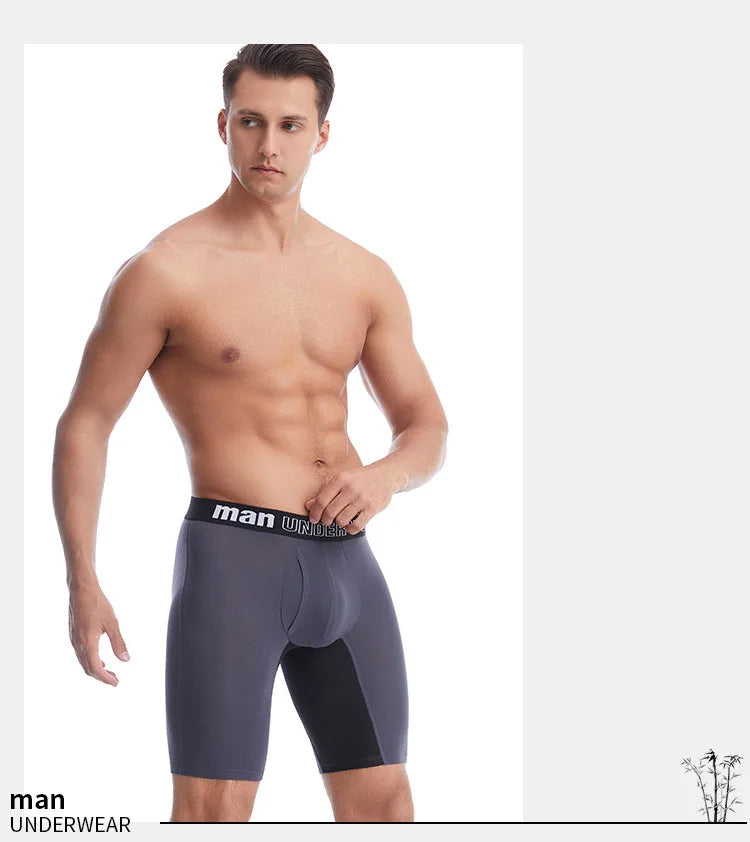 Men's Underpants Boxer Shorts Mid Waist Bamboo Fiber Boxers Plus Size 5XL 6XL 7XL Open Crotch Long Boxer Cotton Men Underwear
