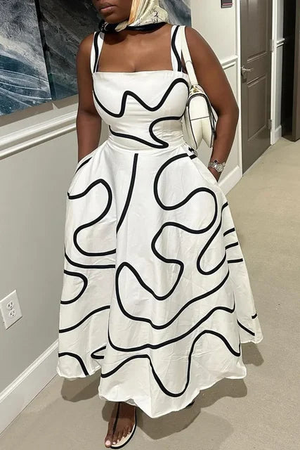 White Bodycon Long Dress Women Printed Dresses High Waist Casual Streetwear Prom Party Evening Elegant Sexy Summer Plus Size 