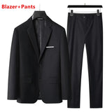Men's Fashionable Gentleman Business British Style Solid Color Banquet Host Casual Wedding Suit (Blazer + Vest + Trousers)