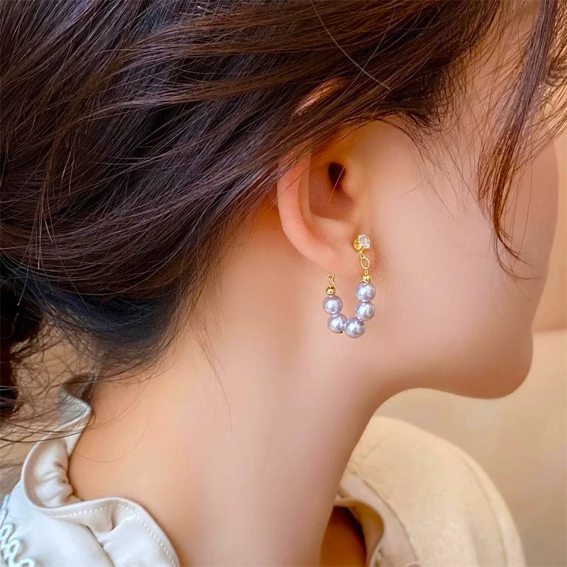 Blue Heart Shaped Zircon Long Tassel Gold Color Ear Wire for Women Elegant Exquisite Temperament Ladies Wedding Party Jewelry