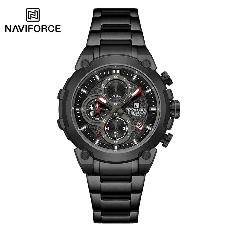 NAVIFORCE Original Watch for man 2025 New Stainless Steel Waterproof Chronograph Classic Quartz Wristwatch Brand Men Watch Gifts