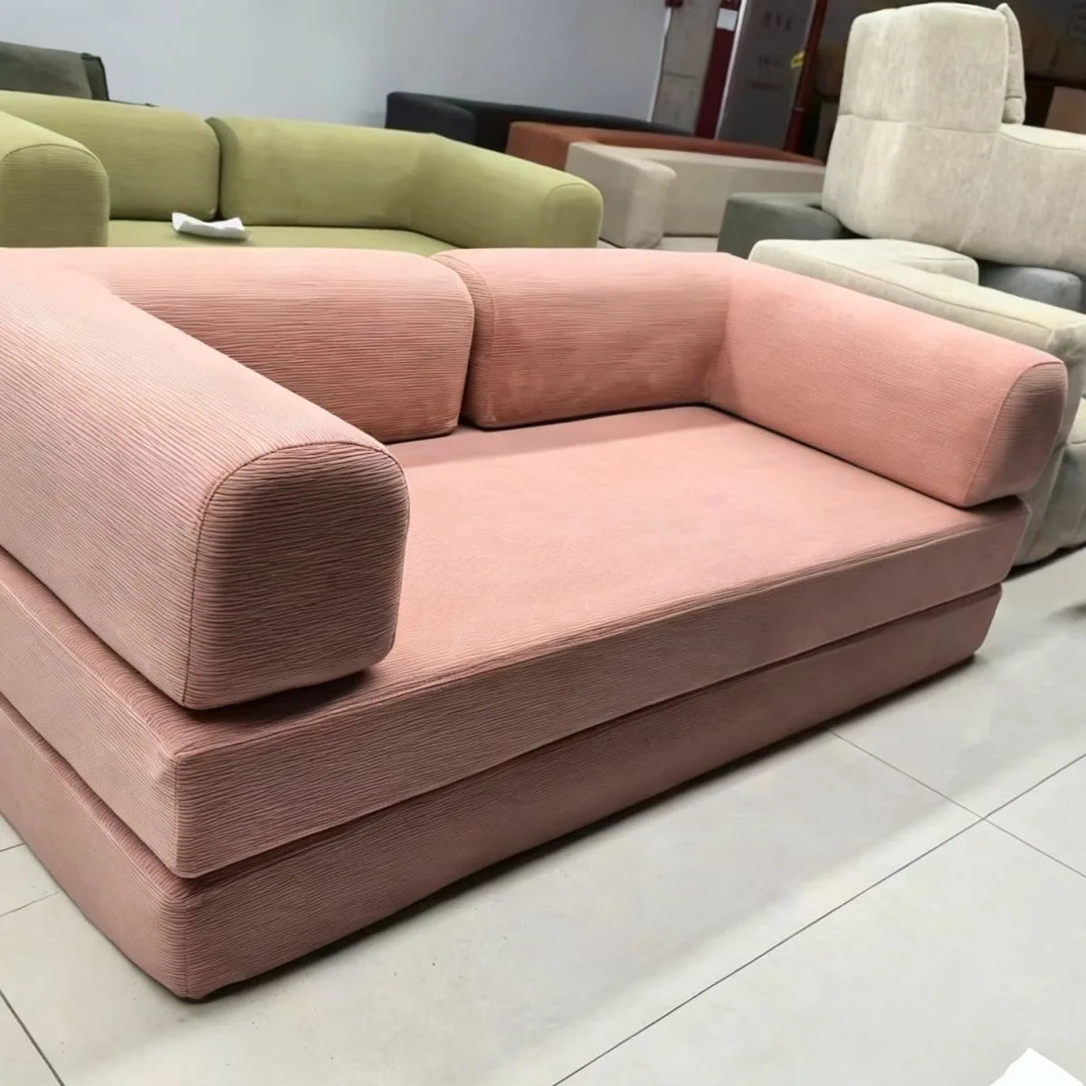 Italian Compressed Sofa Minimalist Retro Corduroy Sofa Bed Lounge Modular Couch Foldable Washable Customizable for Living Room