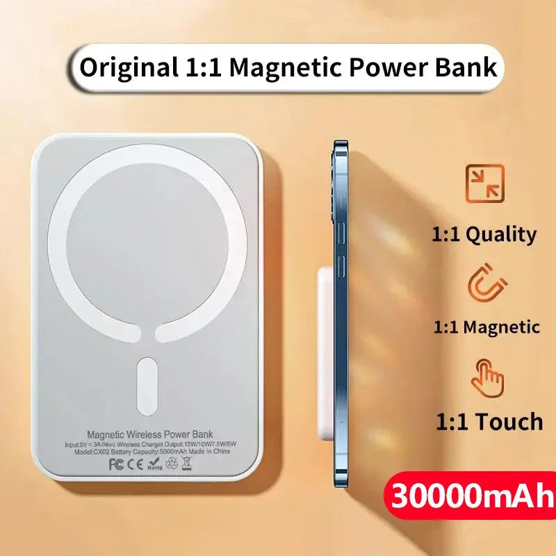 Portable Magnetic Auxiliary Spare External Magnetic Battery Pack Power Bank Wireless Charger For iphone 13 14 15 16 Power bank