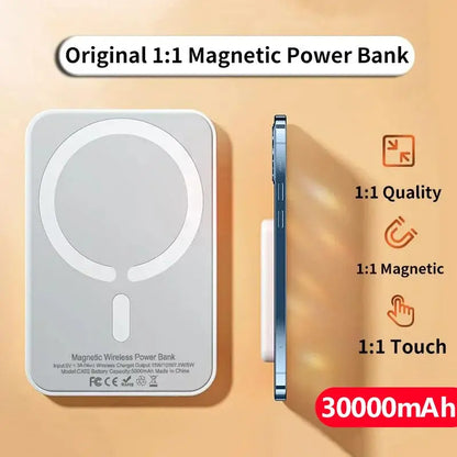 Portable Magnetic Auxiliary Spare External Magnetic Battery Pack Power Bank Wireless Charger For iphone 13 14 15 16 Power bank