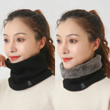 New Warm Neck Cover Neckerchief Winter Plush Muffler Woolen Knitting Fashion Solid Color Men Women Cold-proof Scarf Outdoors