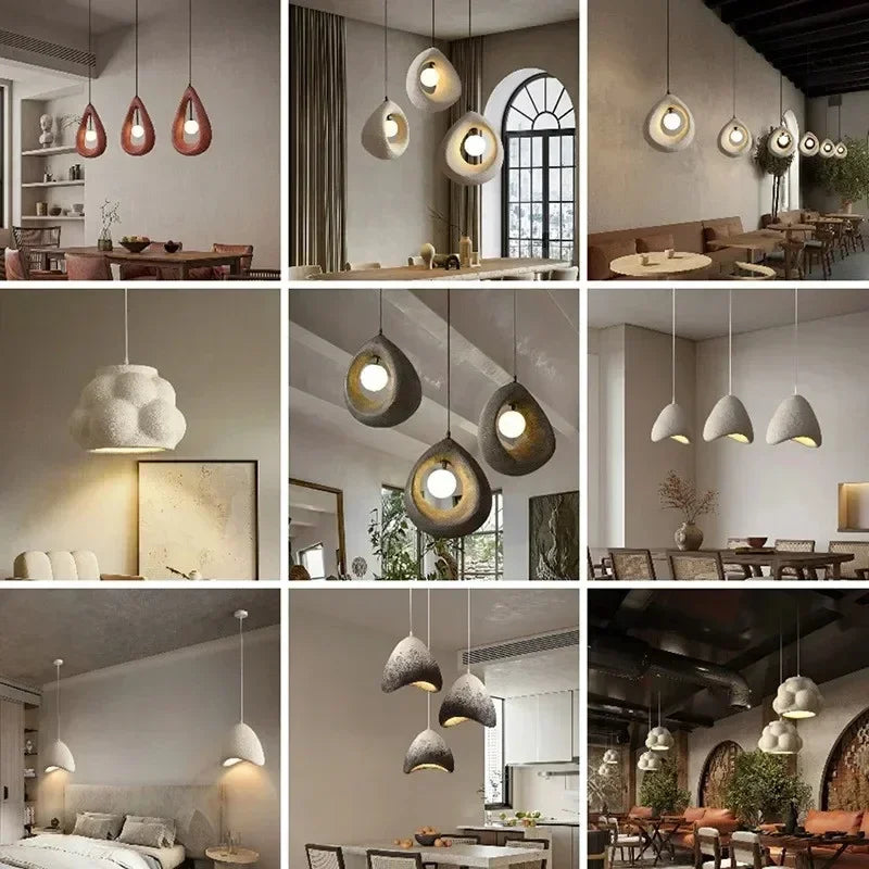 Lámpara colgante japonesa Wabi Sabi, lámpara de techo nórdica para comedor, decoración del hogar, mesa de bar, isla de cocina, lámpara colgante creativa