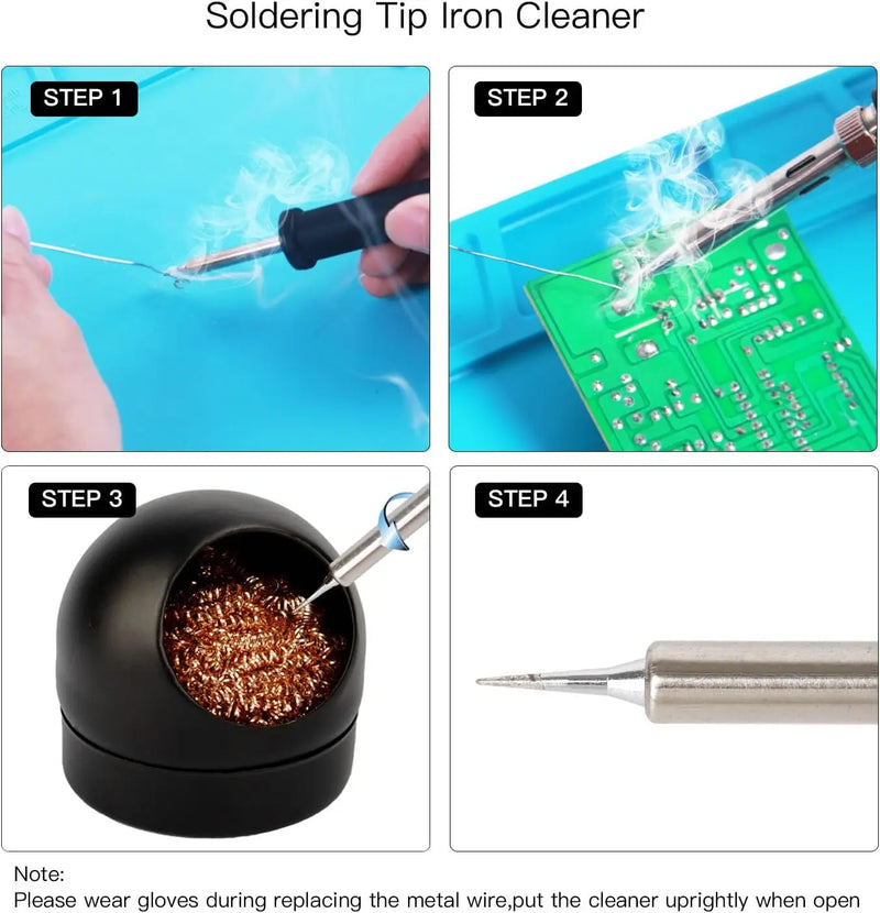Soldering Iron Tip Cleaner Desoldering Cleaning Ball Welding Soldering Iron Mesh Filter Metal Wire Stand Steel Ball Tin Remover
