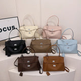 Casual Large Capacity Lychee Pattern Single Shoulder Slant Cross Bag Versatile Underarm Bag Simple Stylish Tote Bag