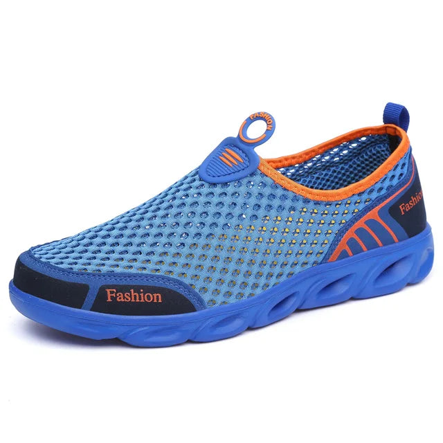 Sapato casual de malha masculino, respirável, deslizar, praia, macio, confortável, andando, verão