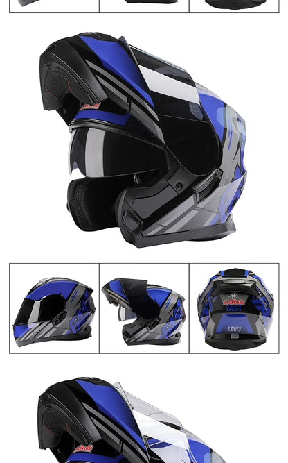 BLD Modular Motorcycle Full Face Helmet ECE Flip-up Double Anti-Fog Visor Purple Bird Sport Design In Stock Adult Men and Women