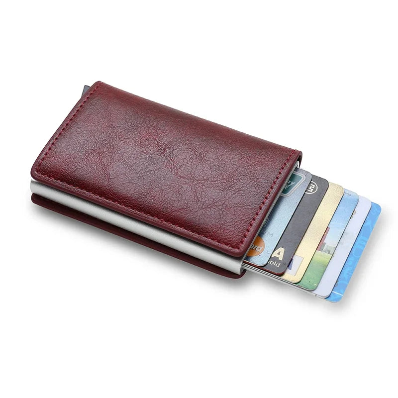 Rfid Aluminum Men Wallet Card Holders Purse Carbon Fiber Men Business Slim Thin Smart Wallet Credit Cardholder Case Note Holder