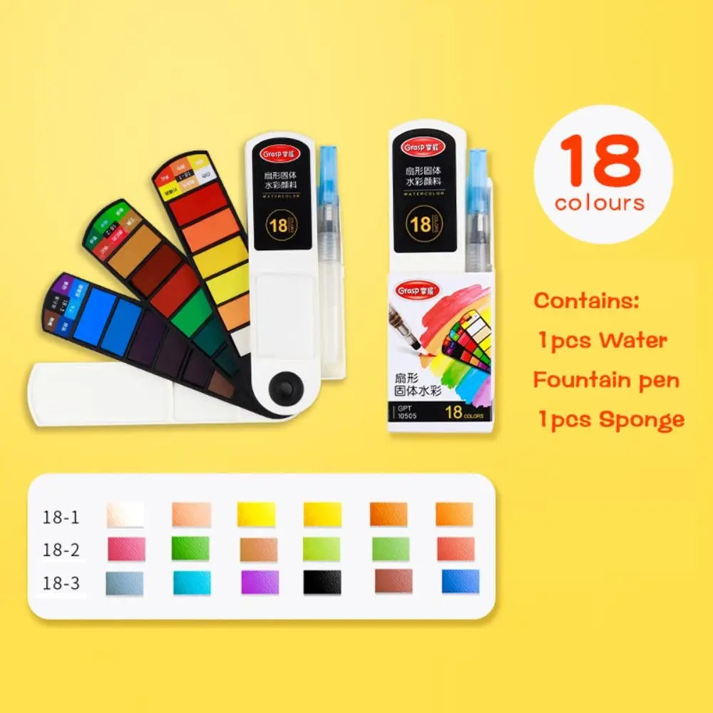 18/24/36/42 Colors Solid Watercolor Paint Set Professional Folding Water Color Pigment Brush Pen for School Art Supplies