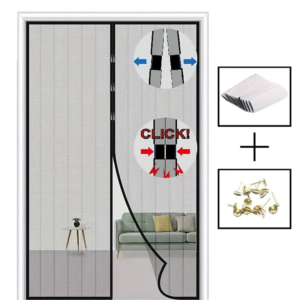 Magnetic soft gauze door curtain, no need to wear magnetic strips, summer mosquito proof door curtain, encrypted embroidery scre