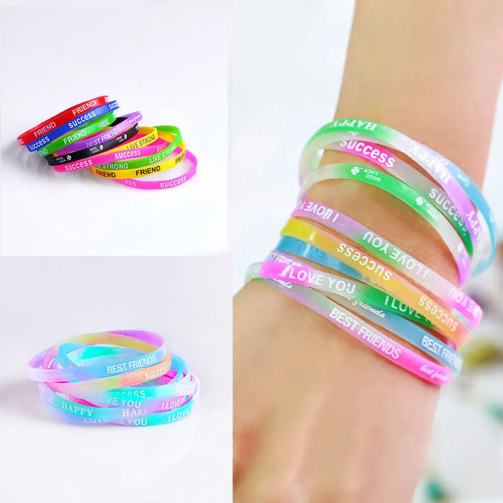 Lote de 20/30/50/100 pulseras de silicona luminosas multicolores para hombre y mujer, estilo mixto, regalo de joyería