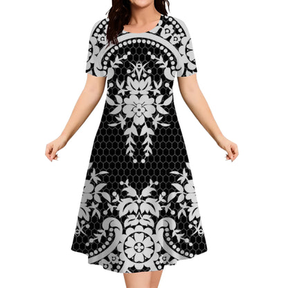 2026 New Floral Graphic Print Women's Dresses Elegant Ladies Summer Dress Casual Retro Plus Size Female Fashion Loose Dress 9XL
